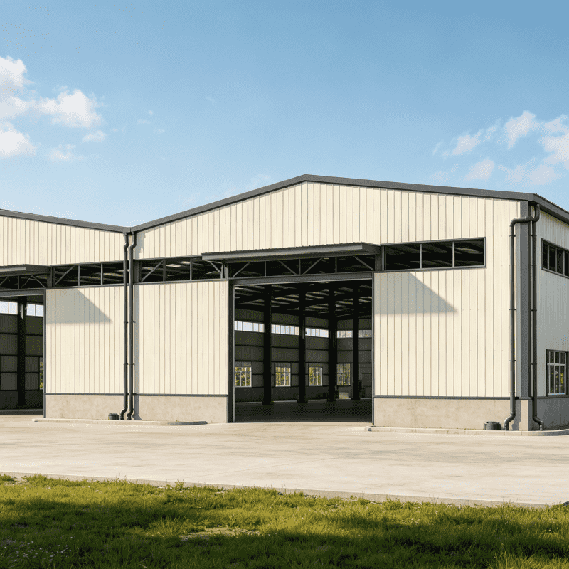 Factory Direct Twin Span Integrated Prefab Steel Structure Workshop
