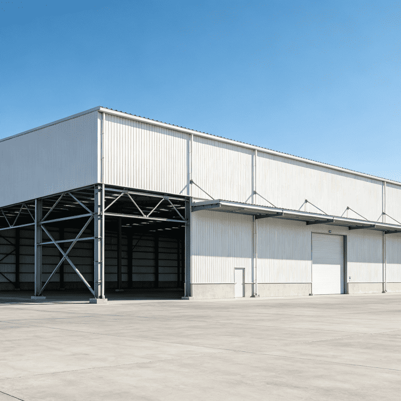 Fast Install Portal Steel Frame Building, Prefab Steel Structure Warehouse & Workshop With Insulation Sandwich Panel